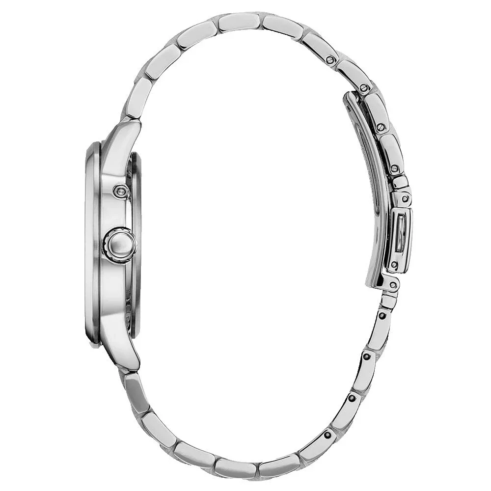 CITIZEN WORLD TIME FC8000-55D WHITE DIAL SILVER BRACELET 36MM WOMENS WATCH